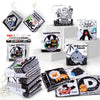 A collection of high-contrast soft baby cloth books featuring letters, animals, and concepts like cognition and transportatio