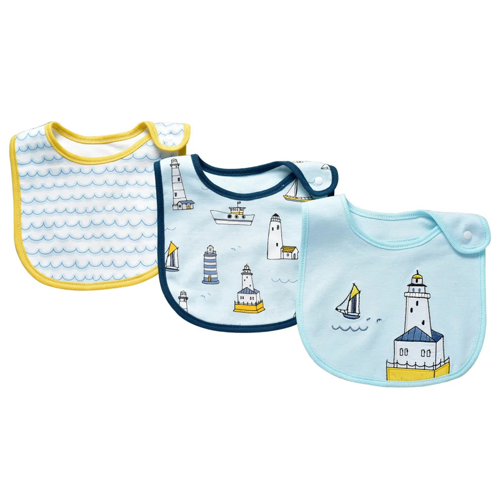 Soft Cotton Baby Bibs (3-Pack) with Cartoon Prints
