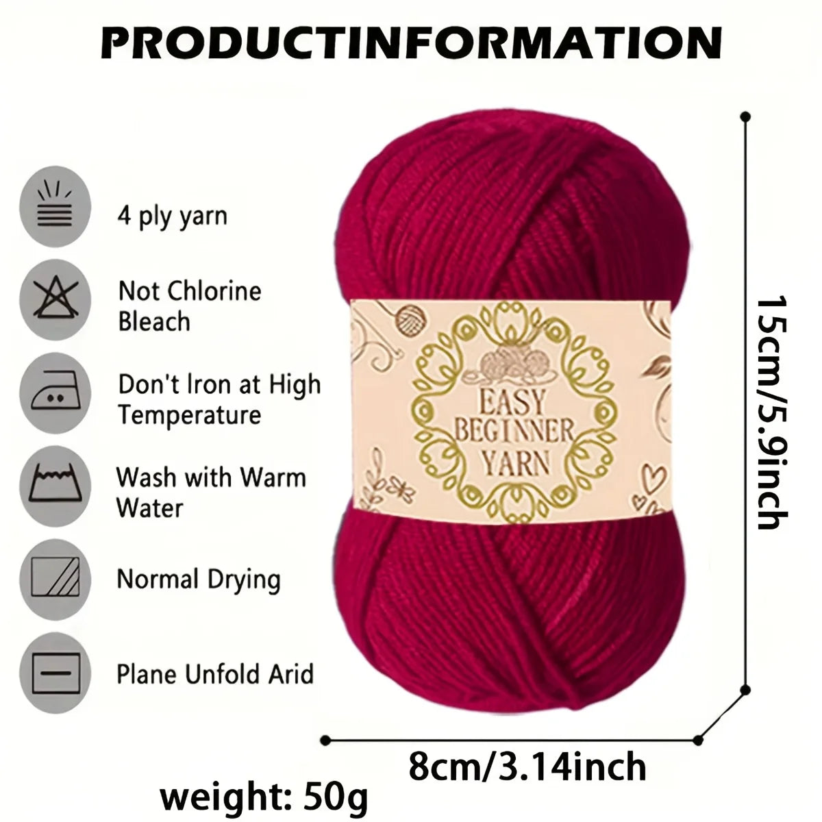 Premium Acrylic Yarn 4-Pack – Soft, Bright, Machine-Washable Knitting Yarn