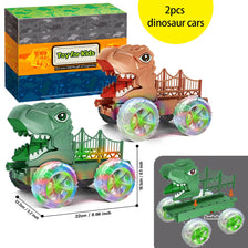 Dinosaur Monster Truck with Glowing LED Wheels – 2-Pack