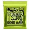 A package of Ernie Ball Regular Slinky nickel wound electric guitar strings in a yellow foil pouch.