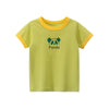 A lime green short-sleeve t-shirt for girls featuring a cute panda graphic on the chest.