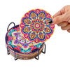 DIY Diamond Painting Coaster Kit with Holder – 8 Floral Resin Coasters