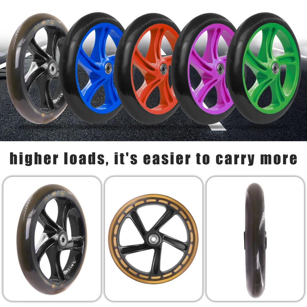 200mm PU Solid Scooter Wheels with ABEC-7 Bearings – Replacement for Razor & Adult Kick Scooters