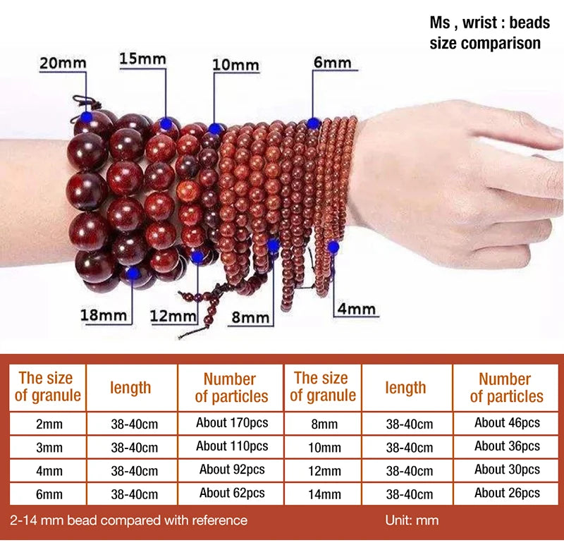 Comparison of various size and length beads used in jewelry making