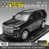 A black 1:32 scale diecast pull-back model of a Cadillac Escalade SUV.