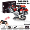 Technical V8 Engine Model Building Kit with LED Lights and App Control