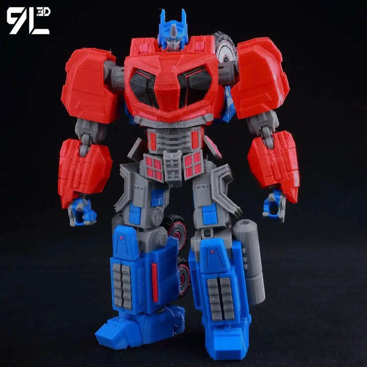 A fully articulated action figure of Yuji Itadori from Jujutsu Kaisen, featuring red and blue armor.