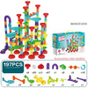 A colorful marble run building blocks set with various accessories and parts for DIY construction