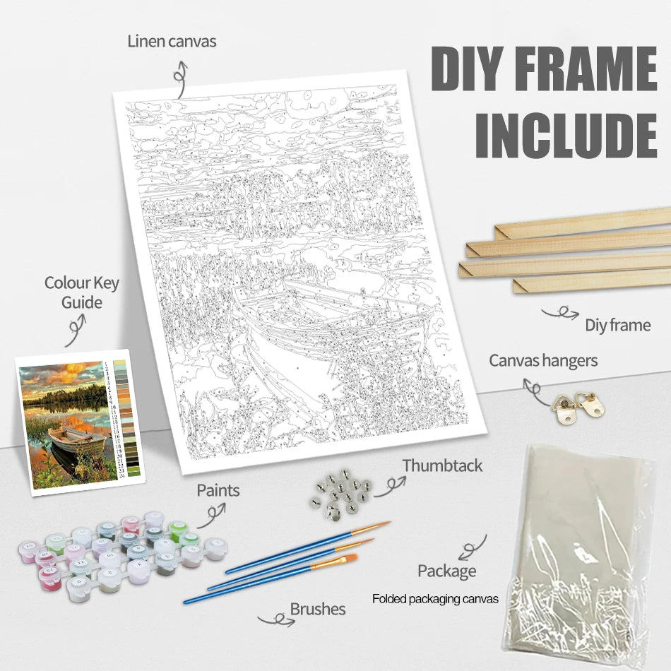 Cherry Blossom Paint by Numbers Kit for Adults – Japanese Scenery Art on Canvas