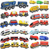 Magnetic Wooden Train Set with Locomotive and Two Carriages