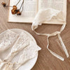 White floral lace baby headband for newborns made of soft cotton stretch