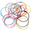 A collection of ten stainless steel wire keychain rings in various colors including blue, green, purple, orange, yellow, and 