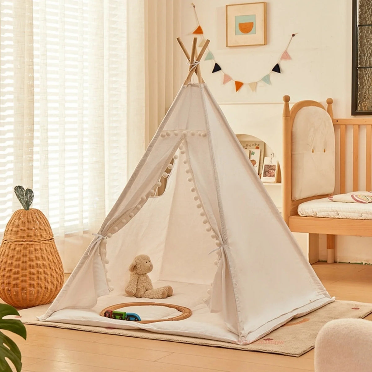 Kids' Foldable Teepee Play Tent with Curtains