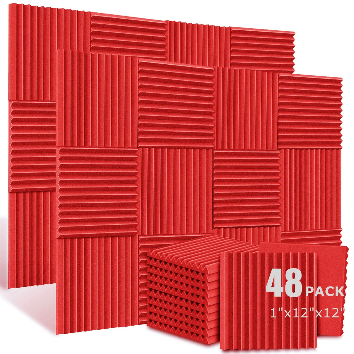 Acoustic Foam Panels for Soundproofing (48-Pack)