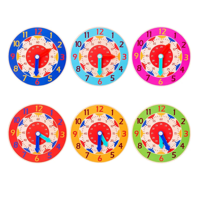 Wooden Montessori Clock Toy for Kids Learning Time