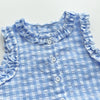 A light blue and white checkered lace vest for girls.