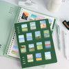 A green sticker pack featuring watercolor illustrations of mountain and sea scenery on a white background.