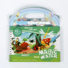A colorful reusable magic water painting book featuring an insect theme with a bottle and paint.