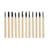 A set of professional wood carving chisels with SK5 steel blades arranged in a row.