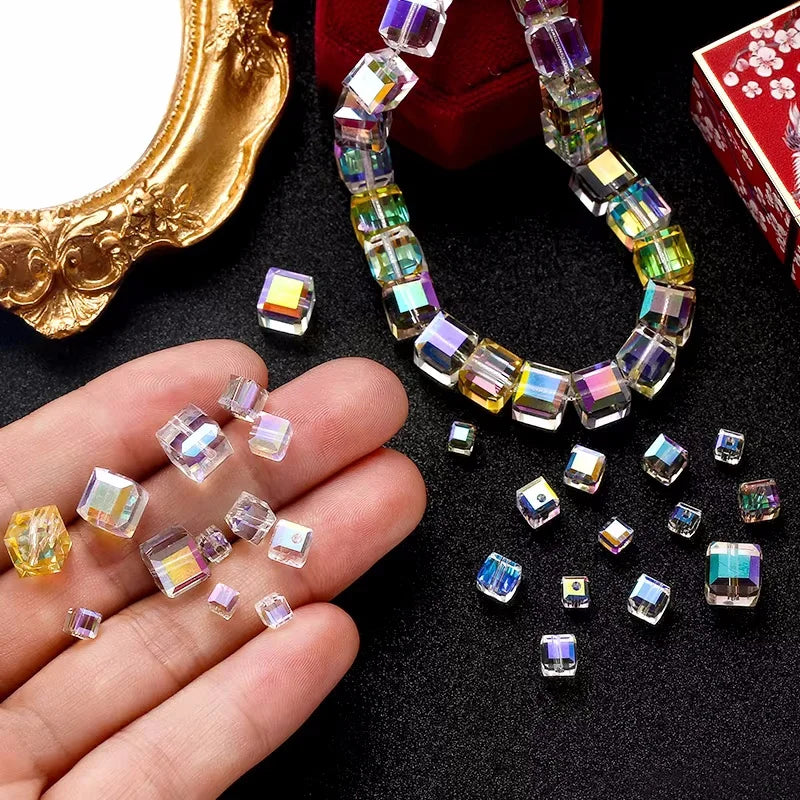 Crystal Cube Beads for Jewelry Making – 4mm, 6mm, 8mm