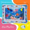 A clear inflatable baby water play mat featuring colorful sea creatures and a large play area.