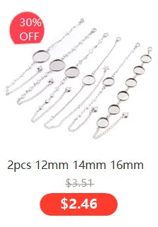 A set of 2 pieces of handmade flattened chain connectors in sizes 12mm, 14mm, and 16mm for jewelry making.