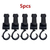 Five black universal multi-purpose stroller hooks for shopping and baby bags