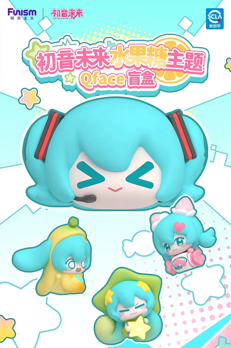 A blind box figure of a character with light blue hair and a cute expression, featuring a fruit candy theme.