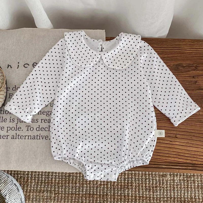 Baby Girls Lace-Trim Cotton Romper with Floral Details