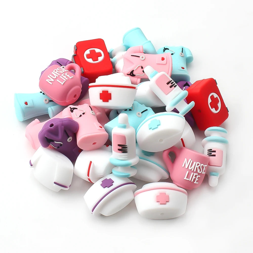 Nurse-Themed Silicone Focal Beads for Jewelry Making and DIY Crafts