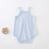 Light blue lightweight cotton strappy romper for babies
