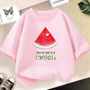 Pink sweatshirt featuring a watermelon graphic and the text You're one in a melon
