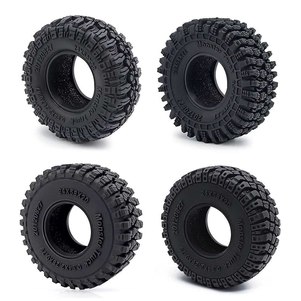 1.0" Mud Terrain Tires for 1/18 & 1/24 RC Crawlers (4-Pack)