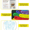 Embroidery DIY Art Kit showing a clear pattern line and brightly colored threads for cross stitch