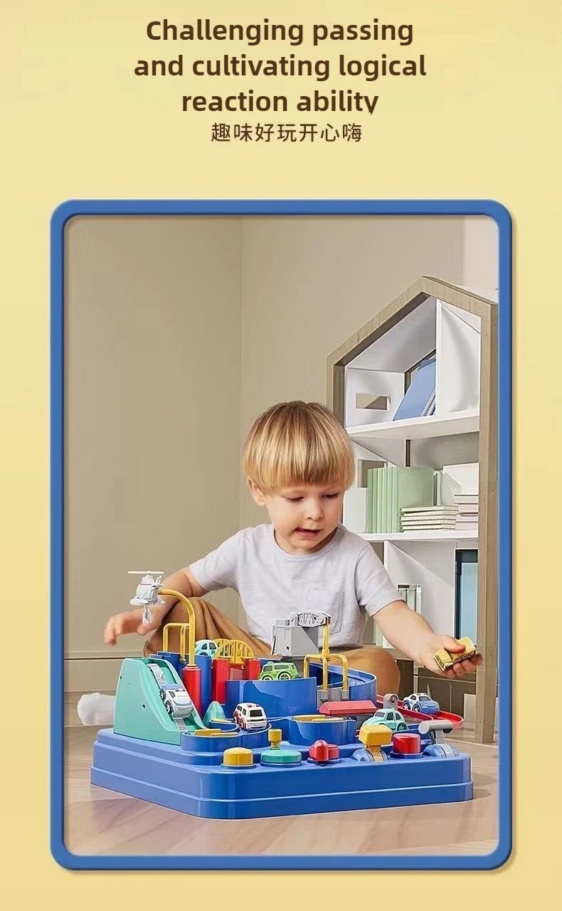 Racing Rail Car Adventure Set — Mechanical Track Toy for Kids