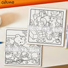 Two pages of a coloring book featuring cartoon bears and other characters for children to color.