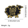 Black sheep club embroidered patch with a sheep silhouette on black fabric