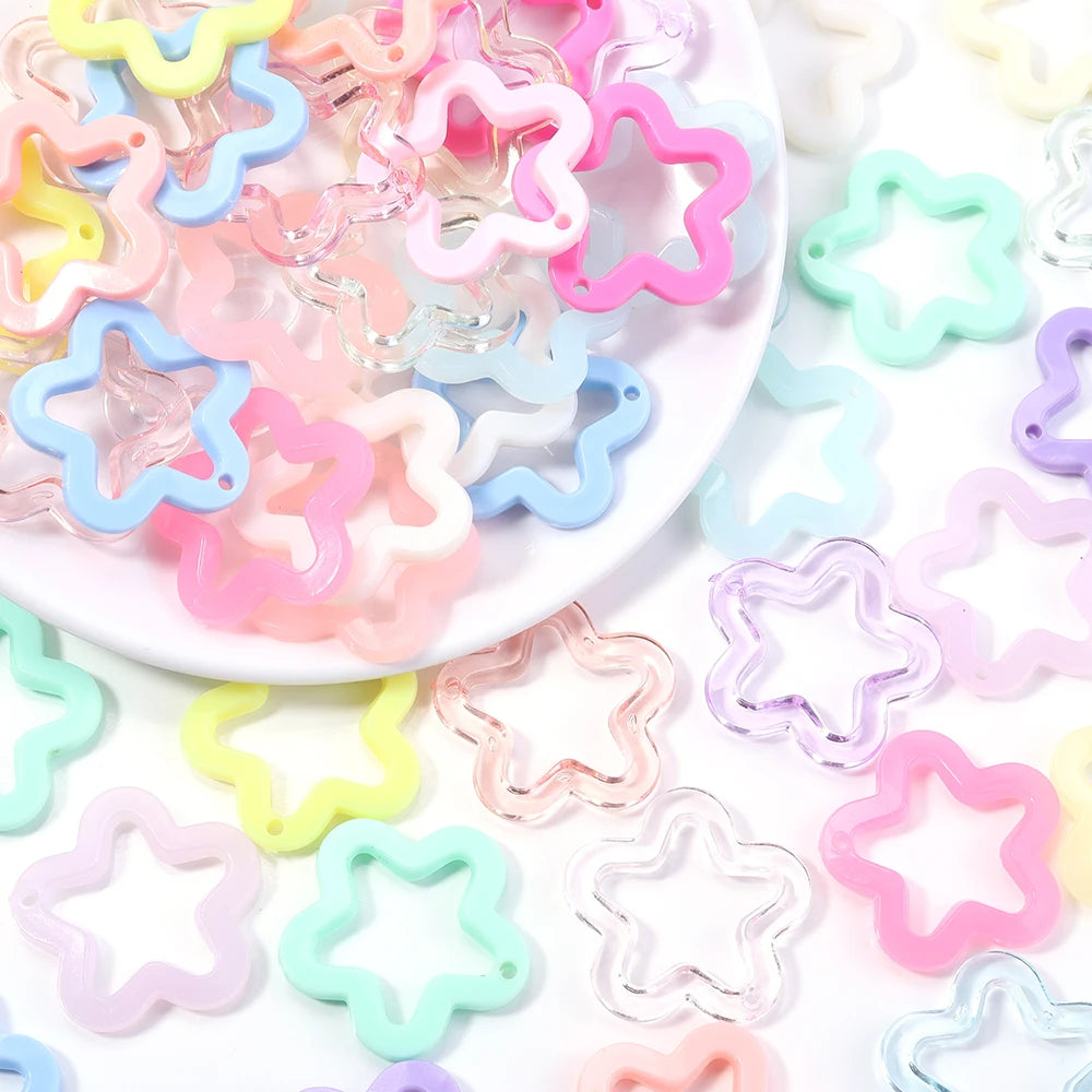 Colorful Acrylic Star Pendants for DIY Jewelry Making & Keychains