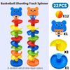 A random set of nine-layer basketball shooting track spinners in various colors and sizes