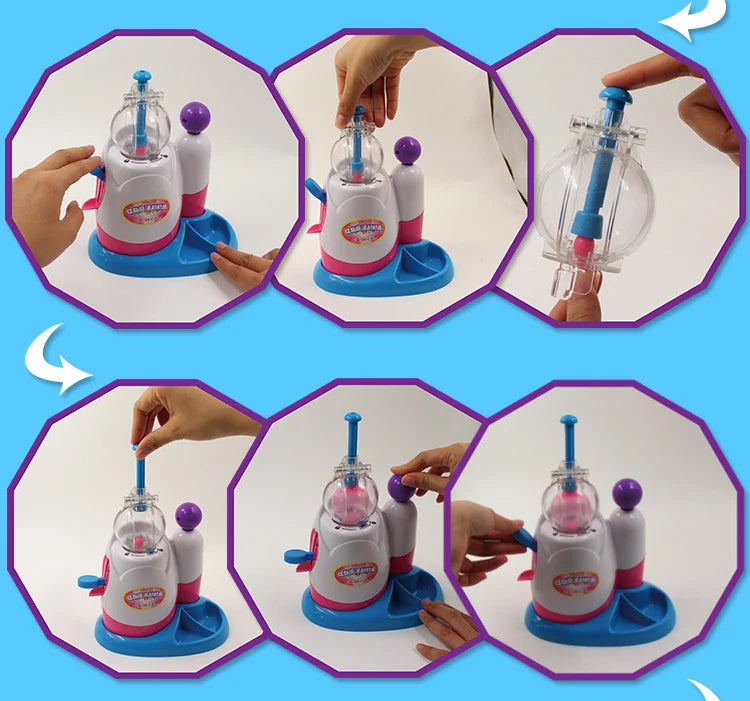 A DIY animal balloon craft kit showing various components and finished products of octopus and monster making sets.