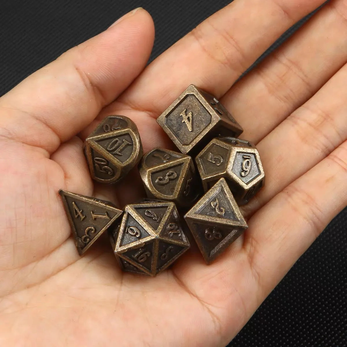 Bronze Metal Polyhedral Dice Set for RPG Games