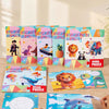 A collection of sticker puzzle kits featuring dinosaur and animal designs in various geometric shapes.