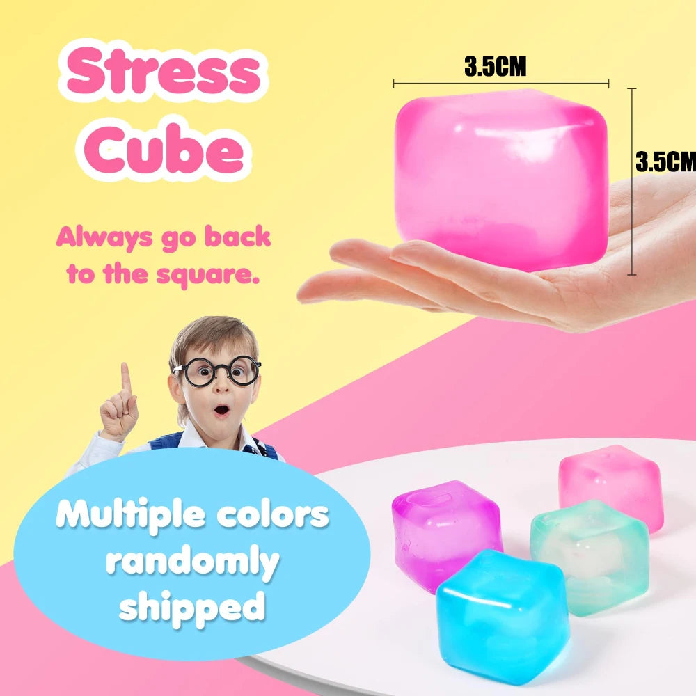Squishy Stress Cubes – 4-Pack Sensory Fidget Toys