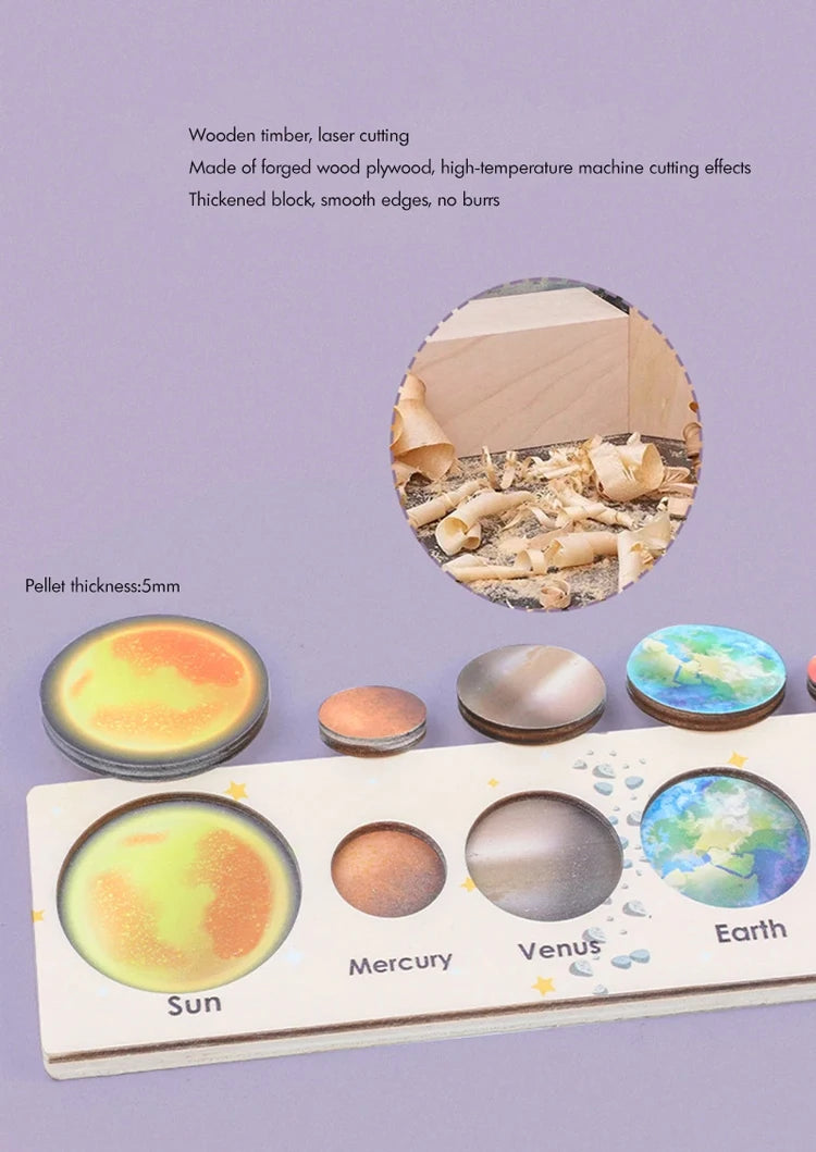 Montessori Wooden Solar System Puzzle for Kids