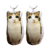 A pair of realistic cat plush keychains with dangling silver loops.
