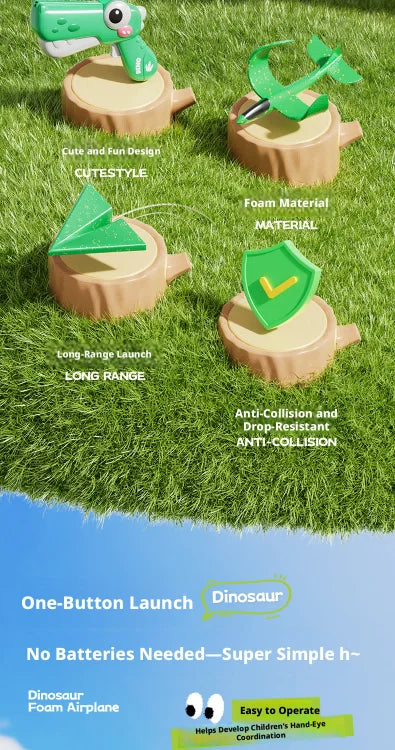 Dinosaur Foam Airplane Launcher Toy