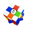 A close-up view of a colorful Swift Block magnetic 3x3 speed cube.