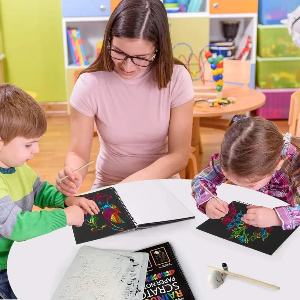 Rainbow Scratch Art Paper Set for Kids – DIY Graffiti & Drawing Activity Book