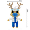 A plush toy set of an animal hospital doctor with reindeer antlers and a blue face mask
